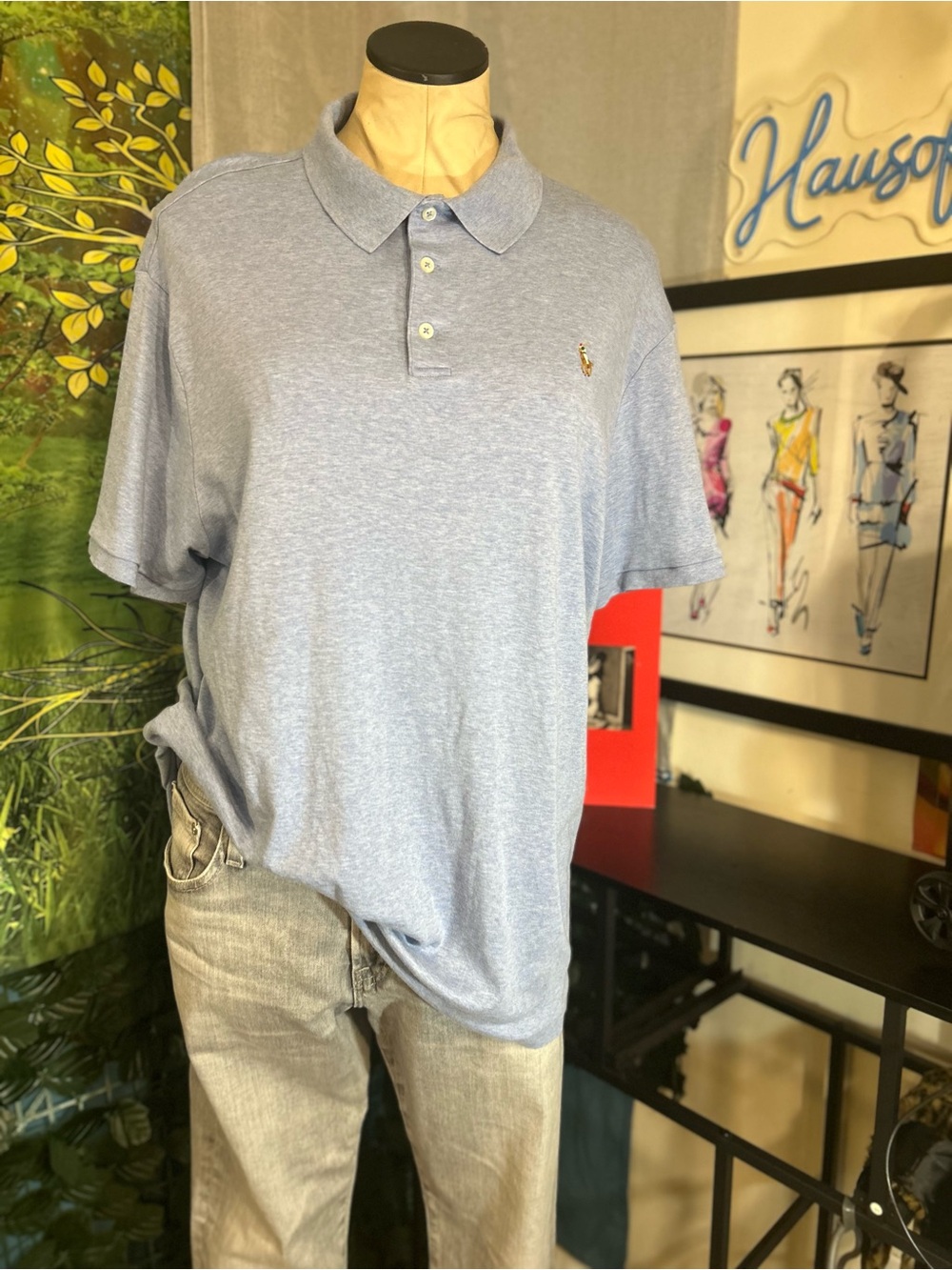 Polo by Ralph Lauren Light Blue Slim Fit Polo | Size: XL
